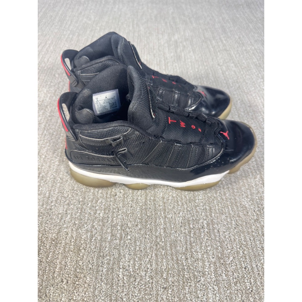Air Jordan 6 Rings Black Red White Basketball Shoes Size 8 No Laces 322992-064